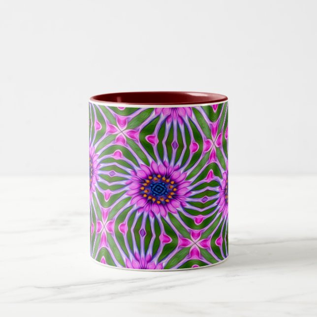 Esthetic Daisy Pattern Two-Tone Coffee Mug (Center)