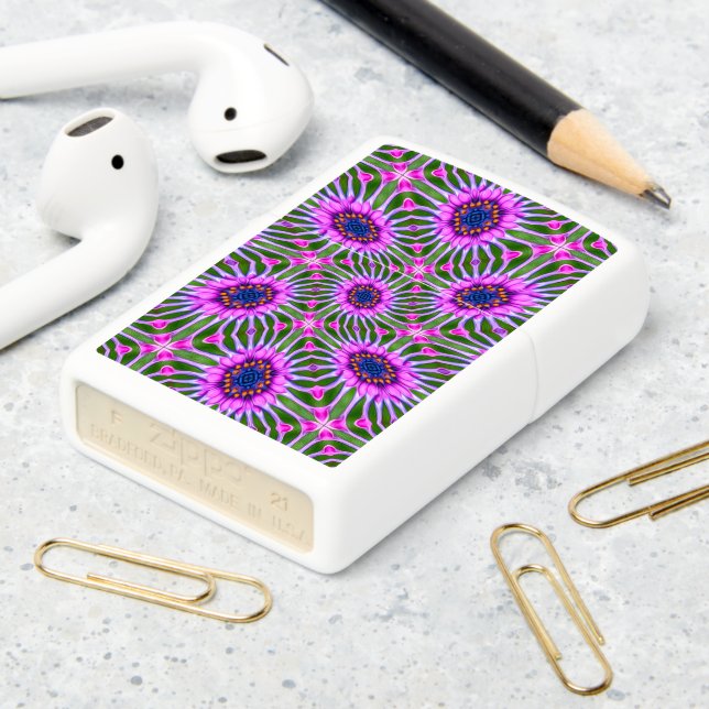 Esthetic Daisy Pattern Zippo Lighter (On Table 2)