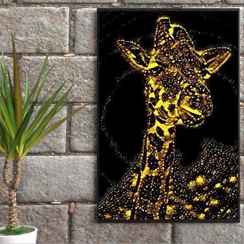 Esthetic giraffe made of light poster