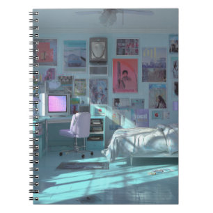 Esthetic Vaporwave Bedroom Glow Notebook