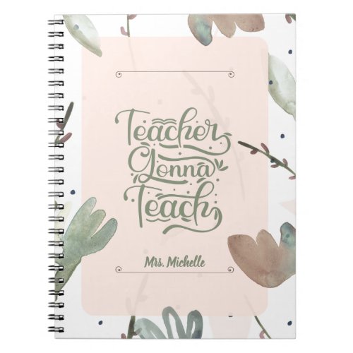 Esthetic Watercolor Botanical Teacher Notebook