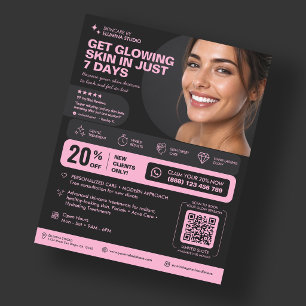 Esthetician Aesthetic Pink Black Glow Skincare Flyer