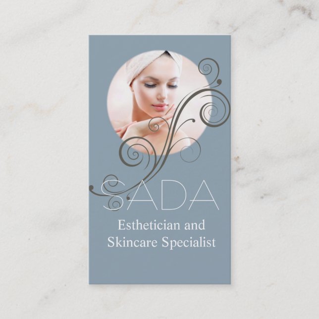 Esthetician and Skincare Specialist, Salon & Spa Business Card (Front)