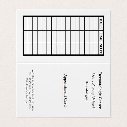 Esthetician Appointment Card