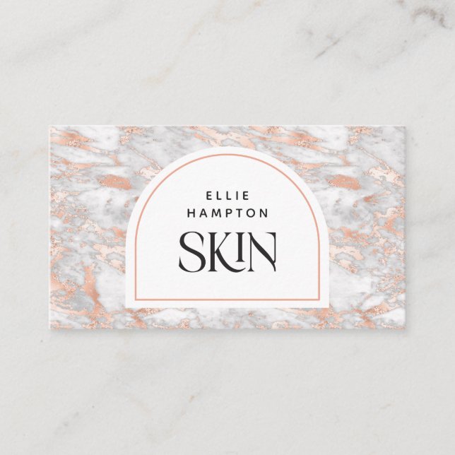 Esthetician Beautician Rose Gold Marble Arch Business Card (Front)