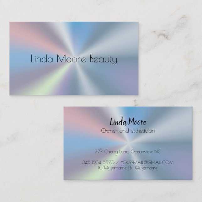 Esthetician Beauty Hologram Business Card (Front/Back)
