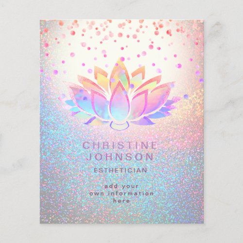 Esthetician beauty salon faux glitter flyer