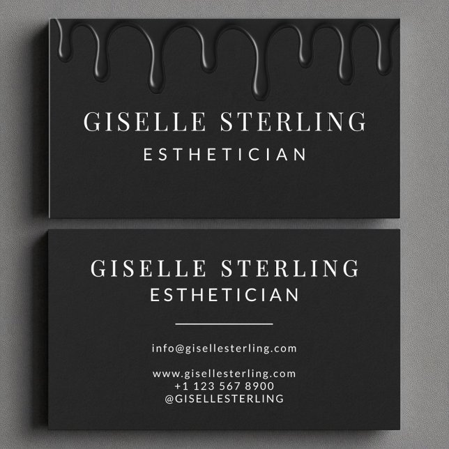 Esthetician Black Dripping Luxe  Business Card (Creator Uploaded)