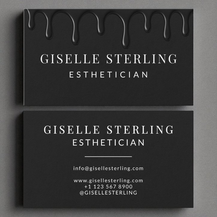 Esthetician Black Dripping Luxe Business Card