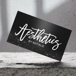 Esthetician Black Glitter Skincare Aesthetic Business Card