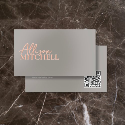 Esthetician Boutique Script QR Code Beige Foil Business Cards