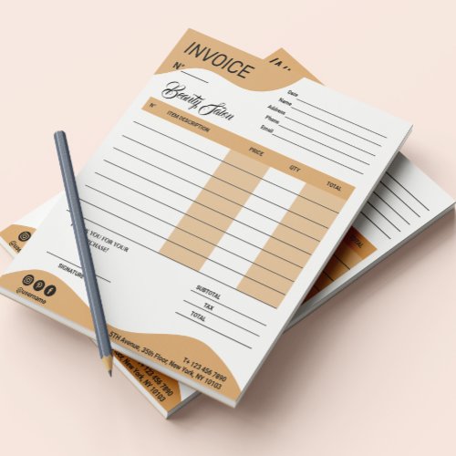 Esthetician Business Invoice Sales Receipt Notepad
