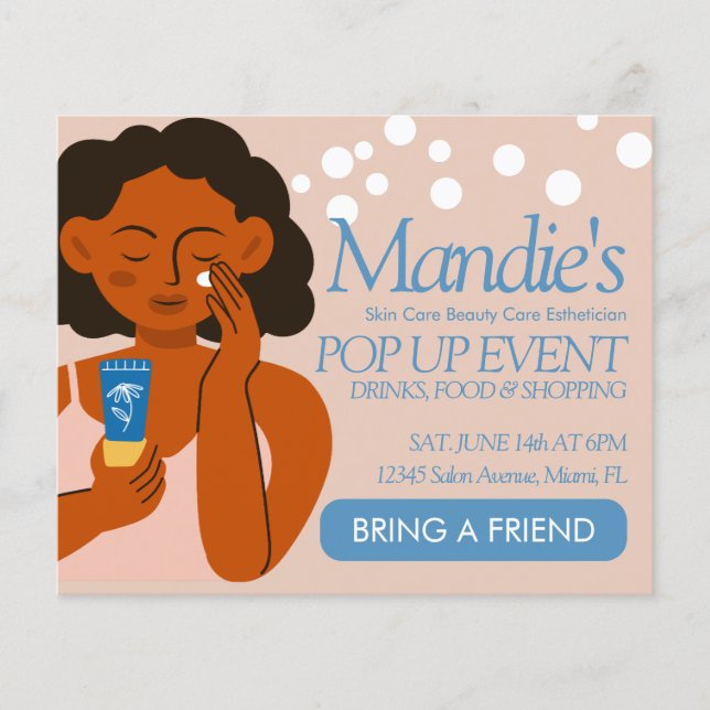 Esthetician Business Salon Pop Up Event Blue  Flyer (Front)