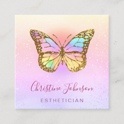 esthetician butterfly logo square business card