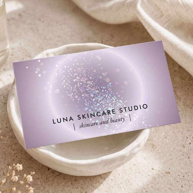 Esthetician Celestial Glow Modern Soft Lavender Business Card (Creator Uploaded)