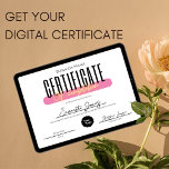 Esthetician Certificate Of Completion Awards Bold Poster<br><div class="desc">Introducing our Certificate of Completion Template—a sleek and editable design perfect for courses such as Lash, Nail, Wig Making, Makeup, and Hair classes. With its minimalist design, bold font, Stylish Script Name, and striking neon details, this template allows you to easily customize it with your logo and course name. Celebrate...</div>