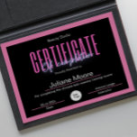 Esthetician Certificate Of Completion Awards Pink<br><div class="desc">Introducing our Certificate of Completion Template—a versatile and editable design perfect for courses like Lash, Nail, Wig Making, Makeup, and Hair classes. With striking neon lettering atop a sleek black and pink background, this template allows you to easily add your logo and course name for a personalized touch. Celebrate your...</div>