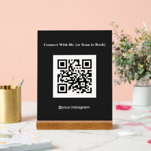 Esthetician Charcoal QR Code Booking Acrylic Sign