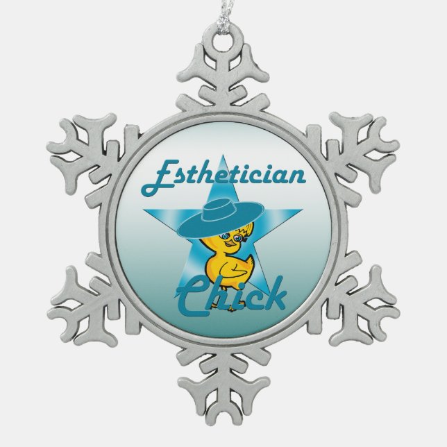 Esthetician Chick #7 Snowflake Pewter Christmas Ornament (Front)