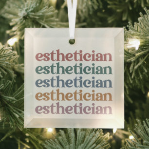 Esthetician Cosmetologist Beautician makeup artist Glass Ornament