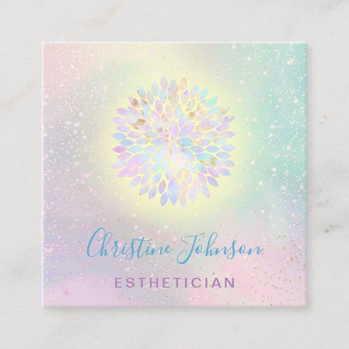 esthetician decor purple yellow square business card