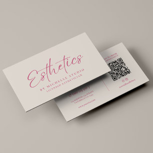 Esthetician Elegant Pink Sand Monogram Business Card