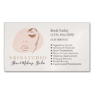 Esthetician Facial Treatment Menu Skincare Service Business Card Magnet