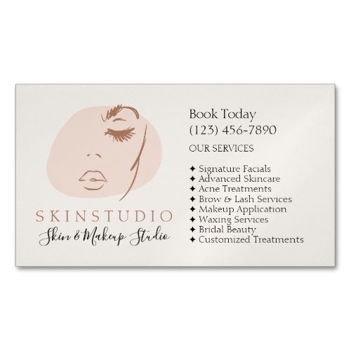 Esthetician Facial Treatment Menu Skincare Service Business Card Magnet