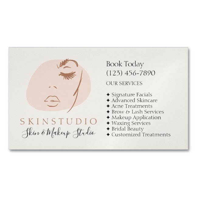 Esthetician Facial Treatment Menu Skincare Service Business Card Magnet