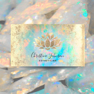 esthetician fake gold foil lotus logo business card