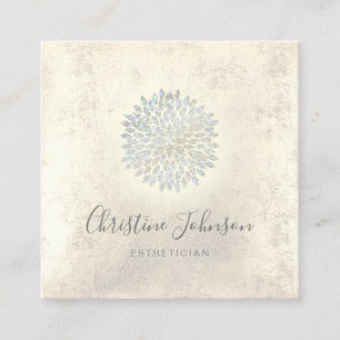 esthetician faux glitter dahlia square business card