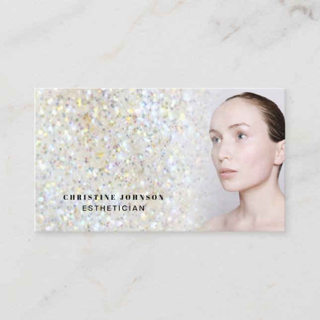 esthetician faux glitter texture business card (Front)