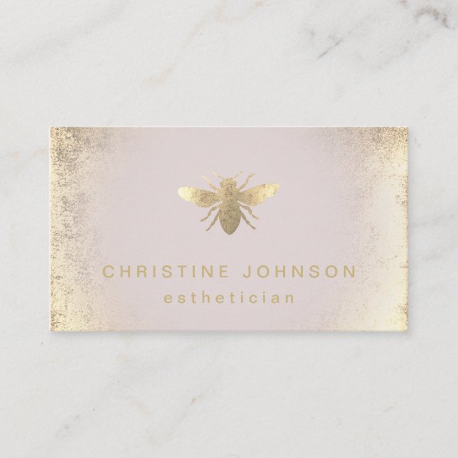 esthetician FAUX gold foil bee logo Business Card (Front)