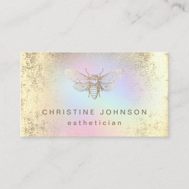 esthetician FAUX gold foil bee logo Business Card (Front)