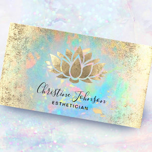 esthetician faux gold foil lotus business card