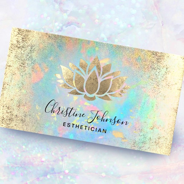 esthetician faux gold foil lotus business card (Creator Uploaded)