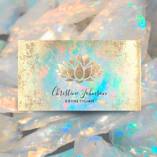 esthetician faux gold foil lotus logo business card (Creator Uploaded)