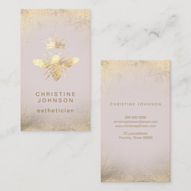 esthetician FAUX gold foil queen bee Business Card (Front/Back)