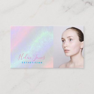 esthetician faux iridescent pastel colors business card