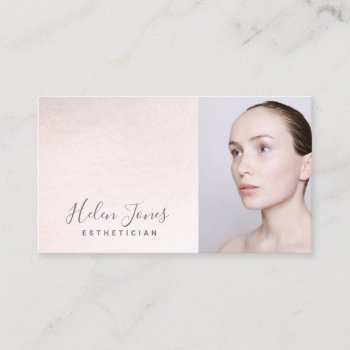 Esthetician Faux Pink Leather Texture Business Card by indiamylove at Zazzle