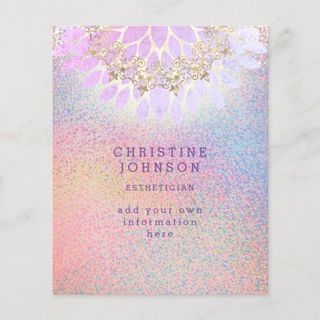 esthetician faux rainbow colors glitter flyer (Front)