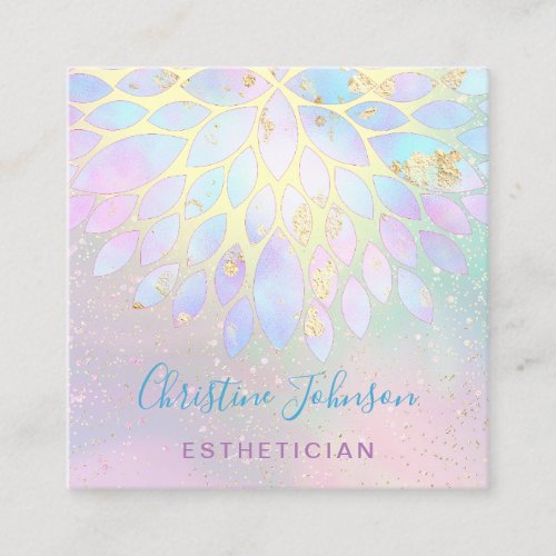 esthetician floral decor purple yellow square business card