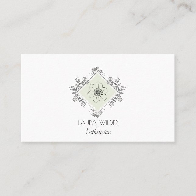 Esthetician Floral Logo Business Card (Front)