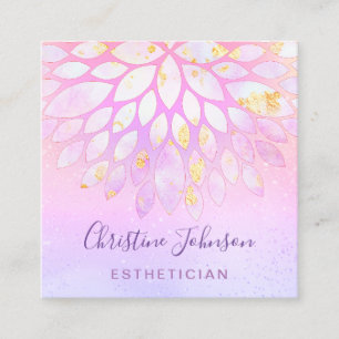 esthetician floral purple pink square business card