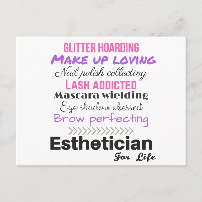 Esthetician for life postcard (Front)