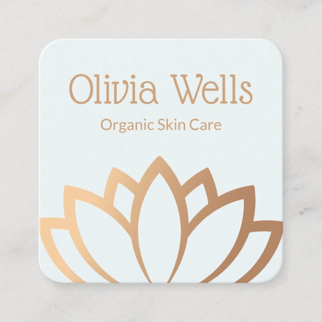 Esthetician Gold Lotus Flower Square Business Card (Front)