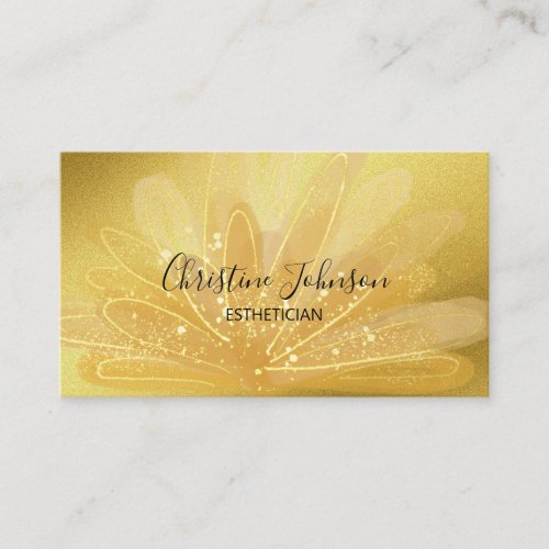 ESTHETICIAN Golden Glitter Glam floral Business Card