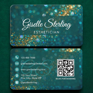 Esthetician Green QR Code Business Card