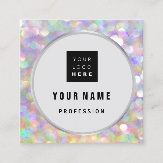 Esthetician  Holograph Makeup ARTIST LOGO Square Business Card (Front)