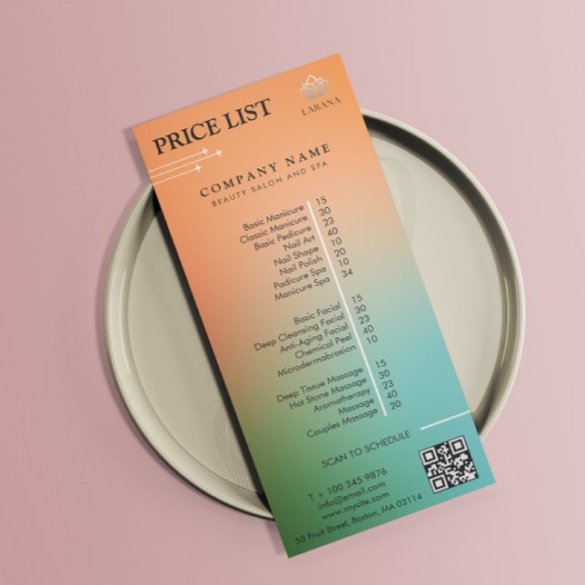 Esthetician Holographic Gradient Price List Menu (Esthetician Holographic Gradient Price List Menu)